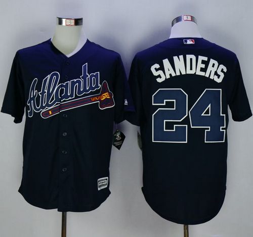Braves #24 Deion Sanders Navy Blue New Cool Base Stitched MLB Jersey